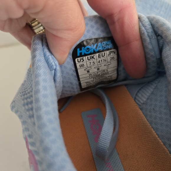 Hoka Clifton 9 Cushioned Athletic Walking Running Shoe Light Airy Blue Ice Water - Picture 7 of 10